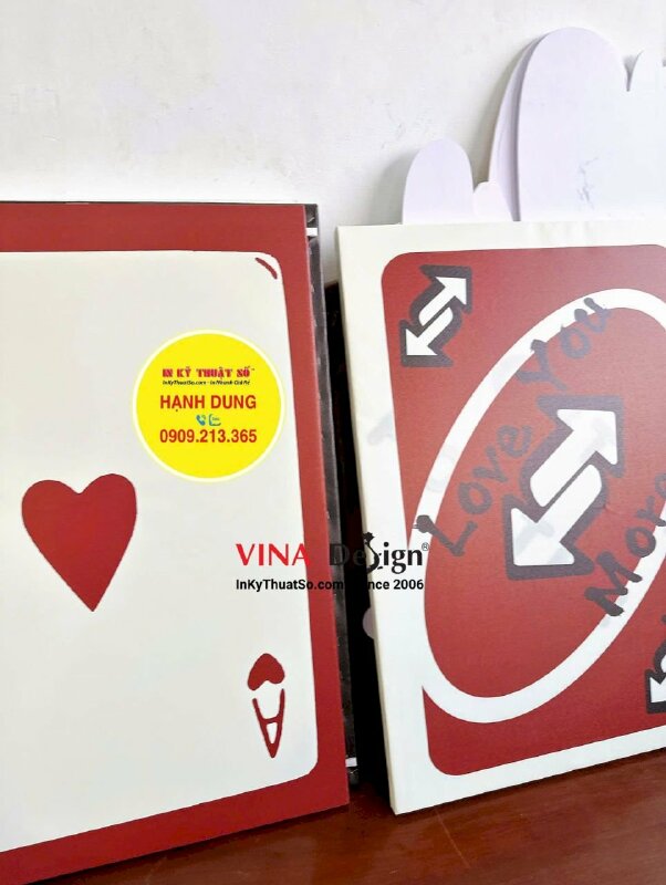 In tranh Canvas hình lá bài treo tường, đóng khung chassis tràn viền (cạnh không in) - INKTS3663