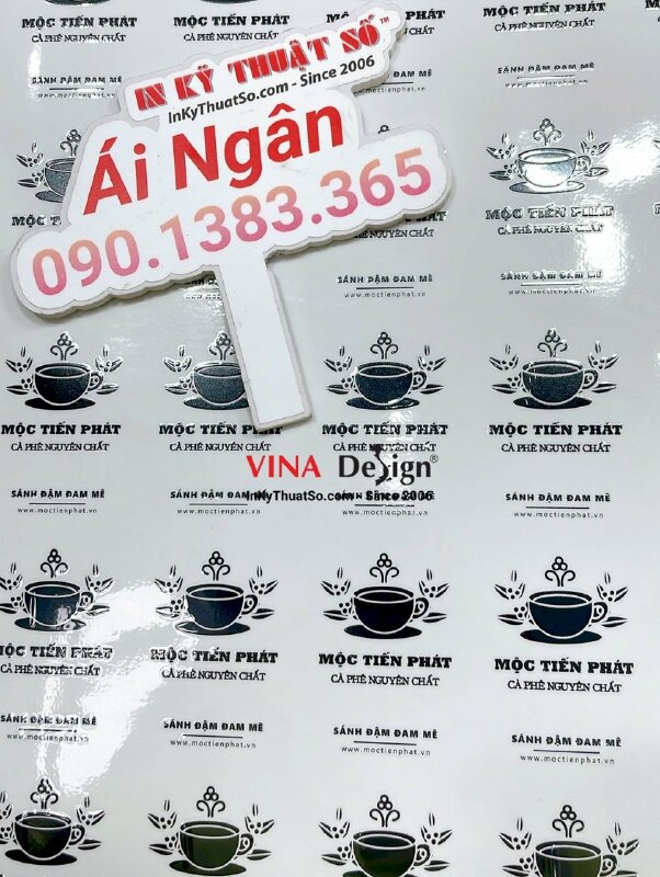 In UV DTF logo quán cà phê nguyên chất - INKTS1082