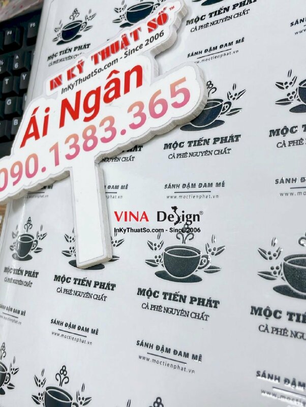 In UV DTF logo quán cà phê nguyên chất - INKTS1082