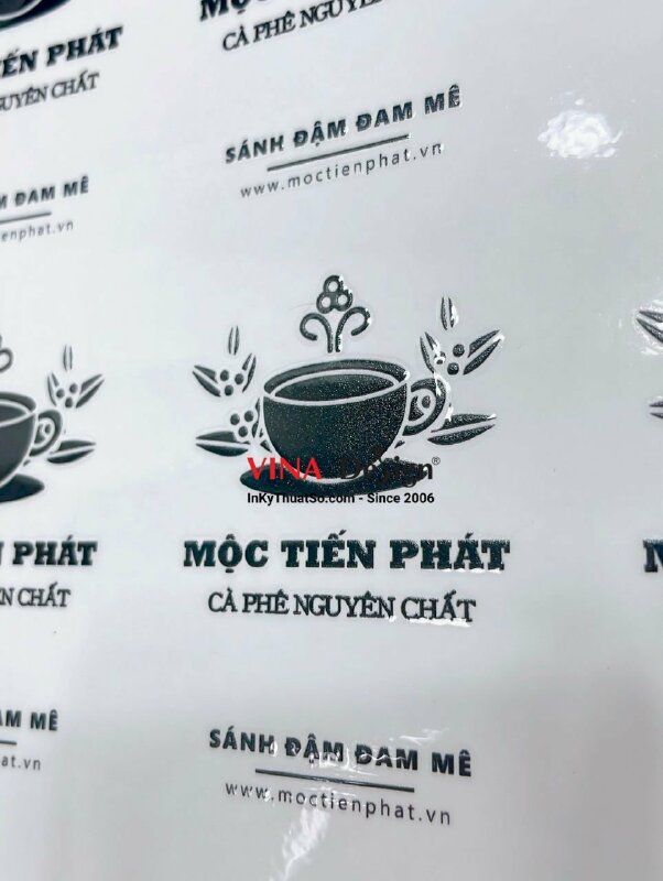 In UV DTF logo quán cà phê nguyên chất - INKTS1082