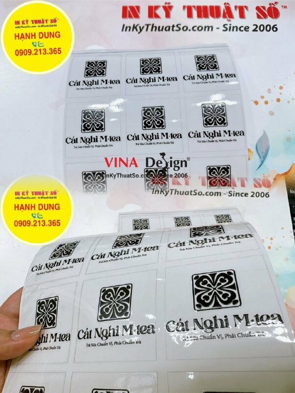 Làm nhãn DTF in logo lên ly thủy tinh cho thương hiệu nguyên liệu pha chế trà sữa, trà trái cây - INKTS1075