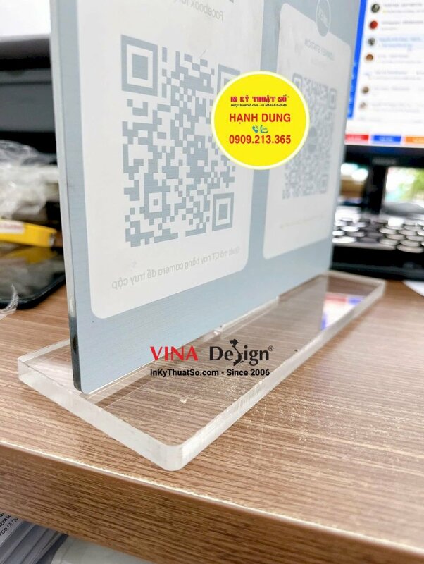 Standee Mica để quầy bộ đôi mã QRcode nhóm Zalo & Fanpage Facebook cho bida Billiards club - INKTS3664
