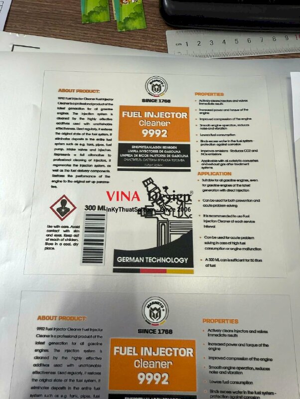 Tem bạc in UV có màu trắng dán máy móc, thiết bị - INKTS3641