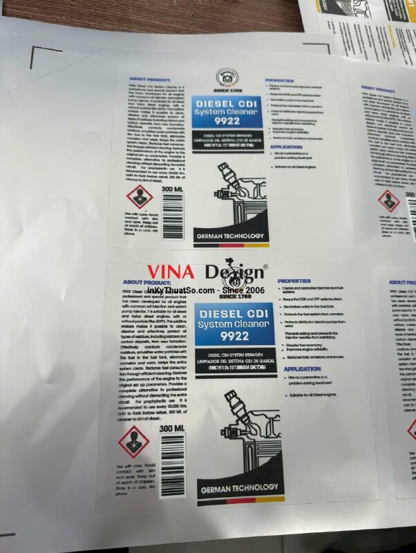 Tem bạc in UV có màu trắng dán máy móc, thiết bị - INKTS3641