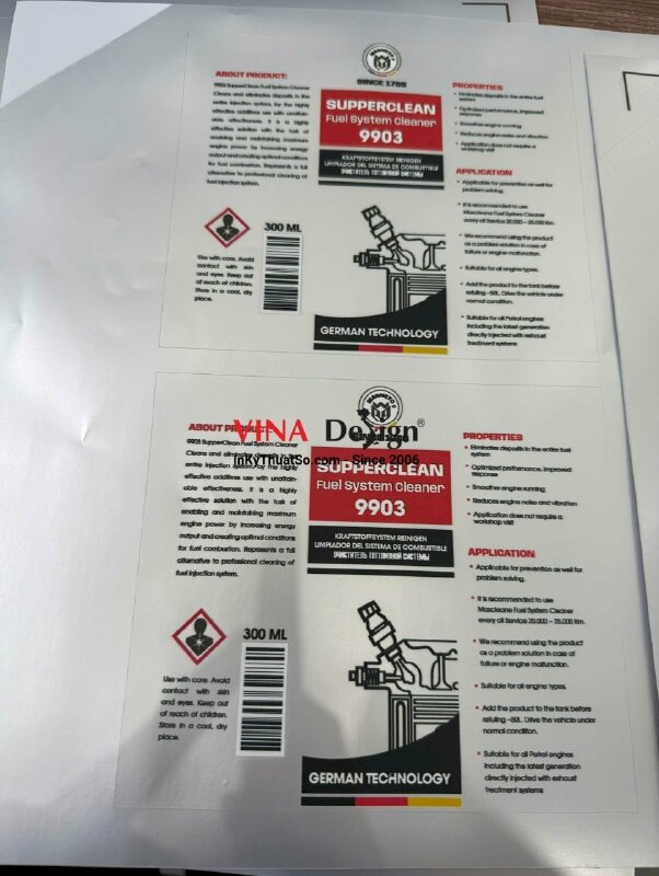 Tem bạc in UV có màu trắng dán máy móc, thiết bị - INKTS3641