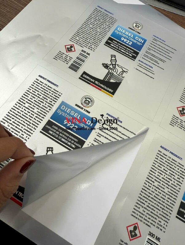 Tem bạc in UV có màu trắng dán máy móc, thiết bị - INKTS3641