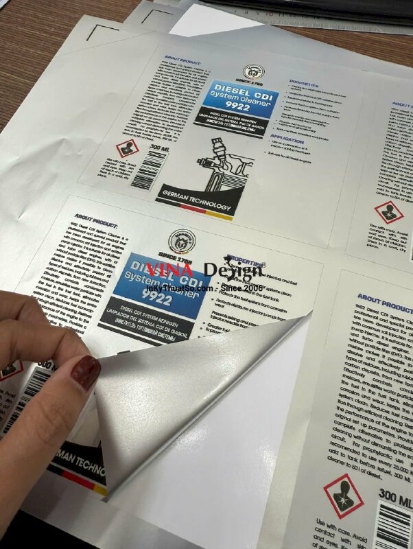 Tem bạc in UV có màu trắng dán máy móc, thiết bị - INKTS3641