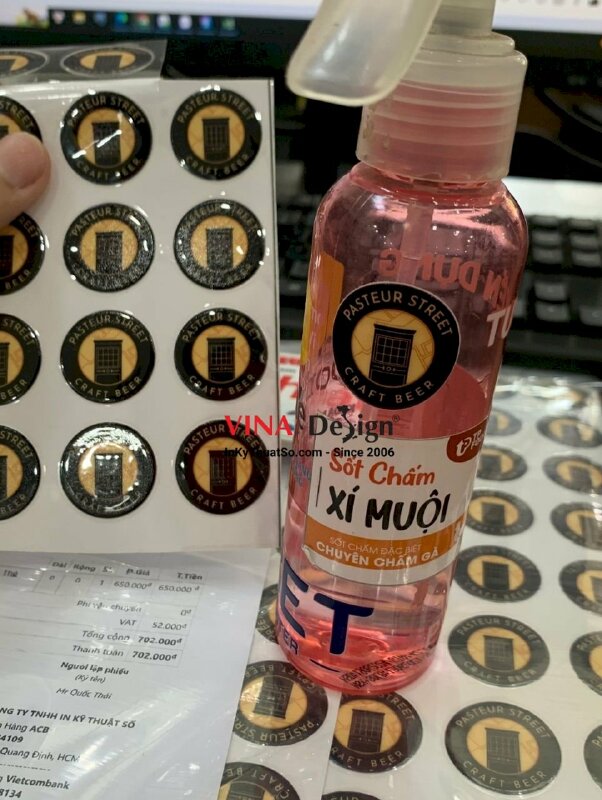 Tem đa năng in UV DTF logo quán cafe dán lên nhiều bề mặt - INKTS1180