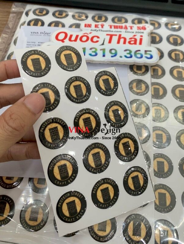 Tem đa năng in UV DTF logo quán cafe dán lên nhiều bề mặt - INKTS1180