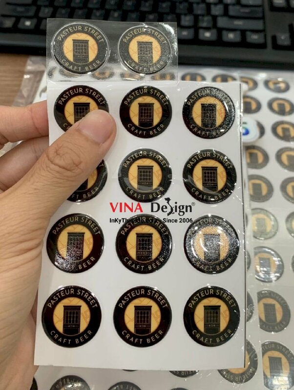 Tem đa năng in UV DTF logo quán cafe dán lên nhiều bề mặt - INKTS1180