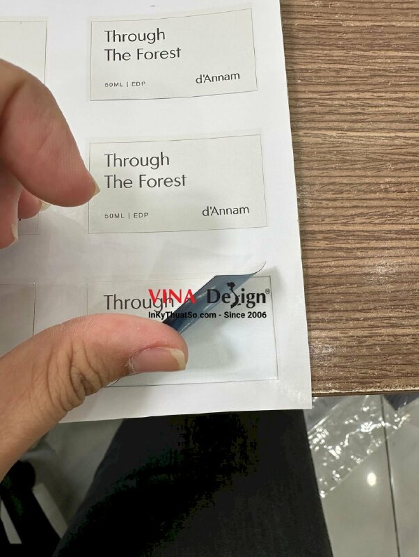 Tem nhãn mác in 2 mặt dán chai lọ thủy tinh trong suốt - INKTS604