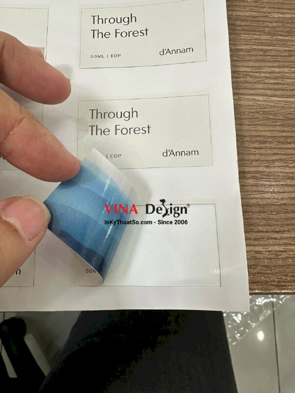 Tem nhãn mác in 2 mặt dán chai lọ thủy tinh trong suốt - INKTS604