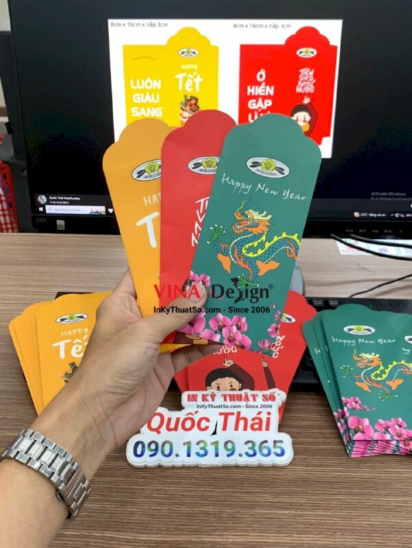 Bao lì xì in logo quán cafe & hoa, in bao lì xì doanh nghiệp - INKTS1137