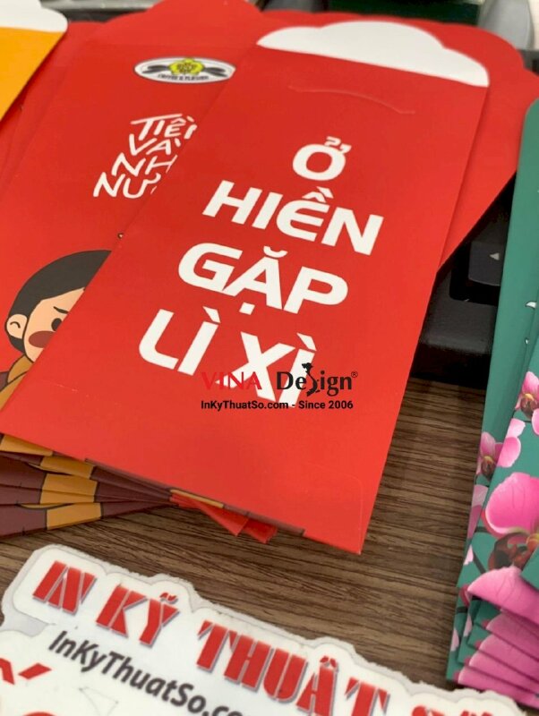 Bao lì xì in logo quán cafe & hoa, in bao lì xì doanh nghiệp - INKTS1137