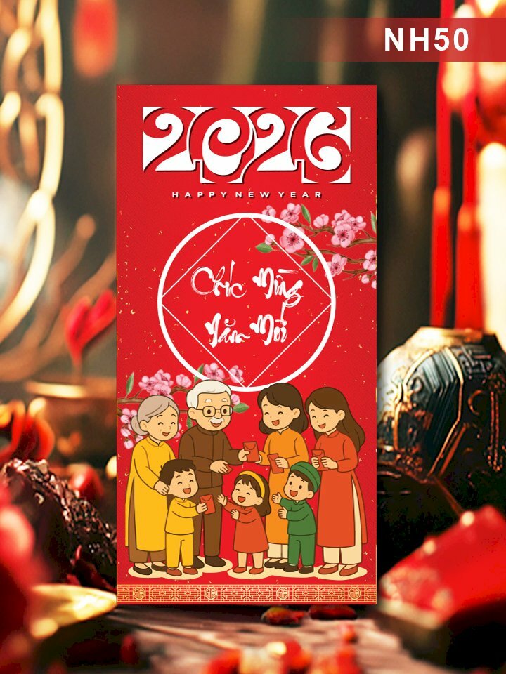 Bao lì xì in tết truyền thống Năm Mới Sum Vầy Bên Gia Đình - Mã NH50 - INKTS2586