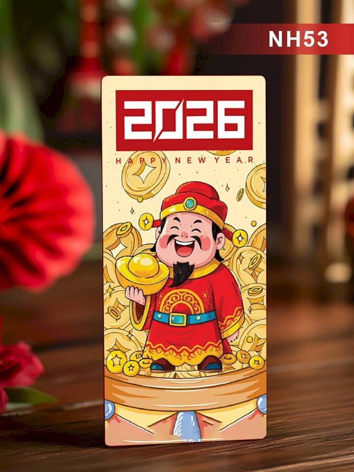 Dịch vụ in bao lì xì màu vàng Thần Tài Đến - Mã NH53 - INKTS2589
