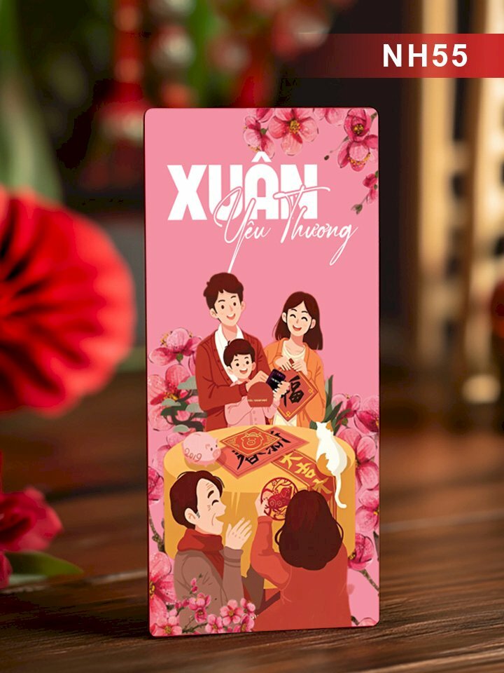Giá in bao lì xì Tết màu hồng Xuân Yêu Thương Tết Sum Vầy - Mã NH55 - INKTS2591