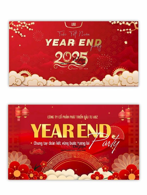 Nhận thiết kế phông nền tiệc Year End Party công ty, doanh nghiệp - INKTS3675