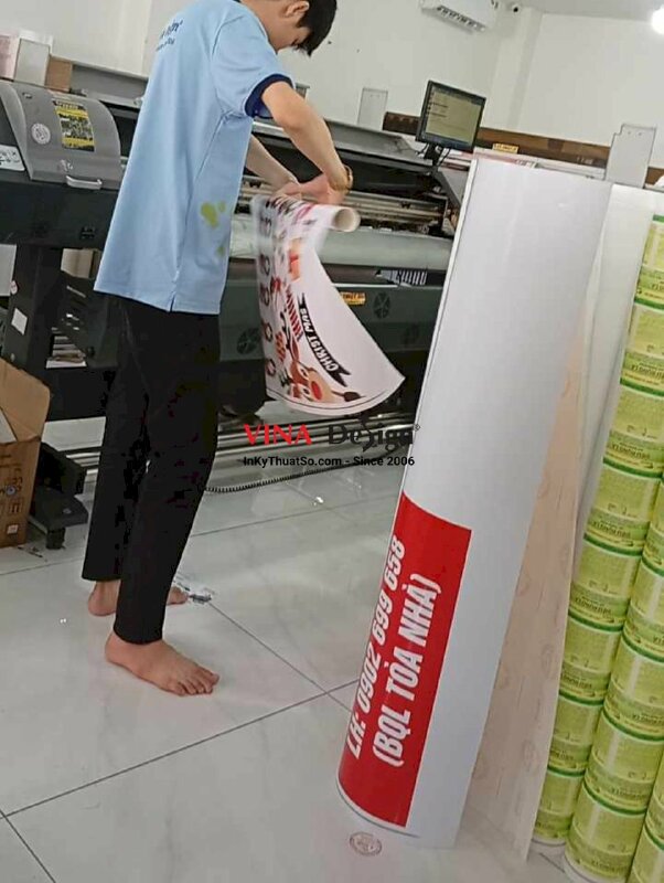 In bảng thông tin Văn Phòng Cho Thuê kèm số liên hệ Ban quản lý Tòa nhà, in Decal dán cửa cuốn, cột nhà - INKTS2254