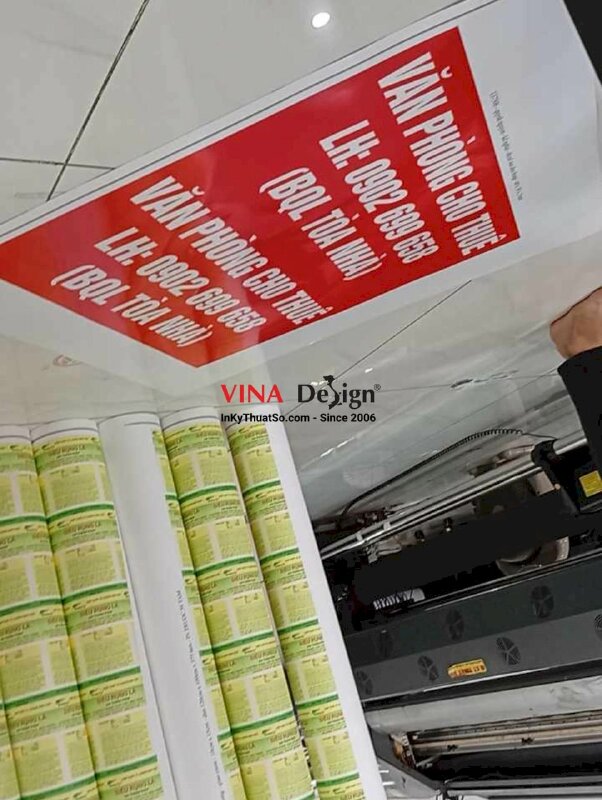 In bảng thông tin Văn Phòng Cho Thuê kèm số liên hệ Ban quản lý Tòa nhà, in Decal dán cửa cuốn, cột nhà - INKTS2254