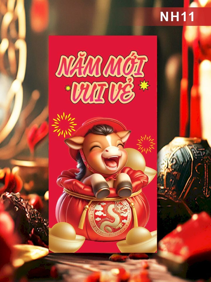 In bao lì xì chi bi Năm Mới Vui Vẻ - Mã NH11 - INKTS2649