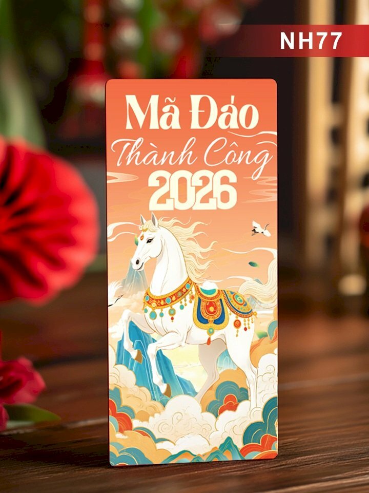 In bao lì xì tone vàng cam Mã Đáo Thành Công - Mã NH77 - INKTS2691