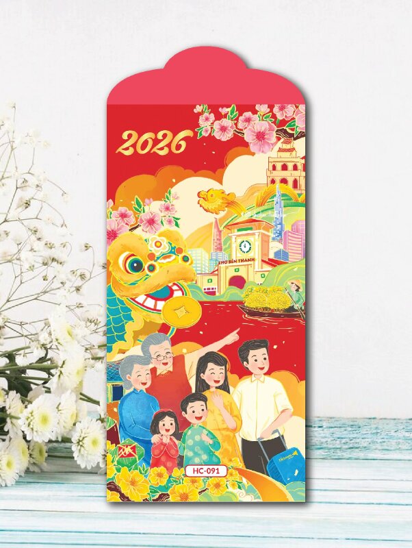 In bao lì xì lucky money Hành Trình Xuân Sang - Mã HC091 - INKTS2588