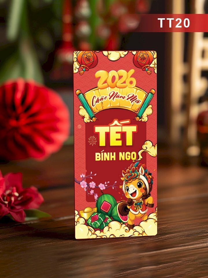 In bao lì xì màu đỏ 2026 Chào Năm Mới Tết Bính Ngọ - Mã TT20 - INKTS2618
