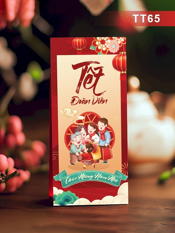 In bao lì xì màu đỏ 2026 Tết Đoàn Viên - Mã TT65 - INKTS2682