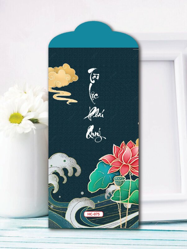 In bao lì xì màu green Ngọc Liên Tân Niên Tài Lộc Phú Quý - Mã HC075 - INKTS2572