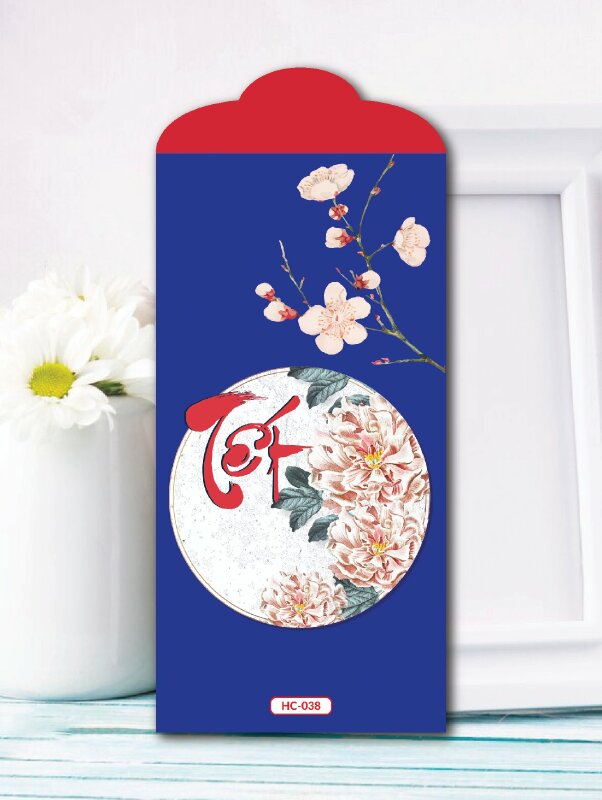 In bao lì xì màu xanh Blue Tết Đào Cúc - Mã HC038 - INKTS2434