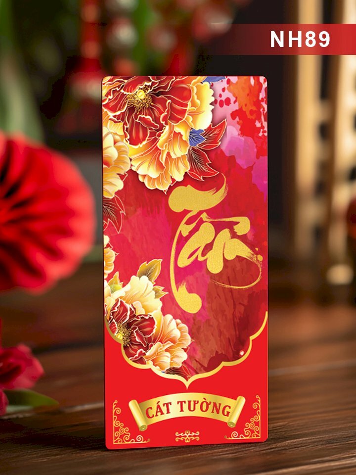 In bao lì xì Tết chữ Tâm nền hoa Mẫu Đơn - Mã NH89 - INKTS2703