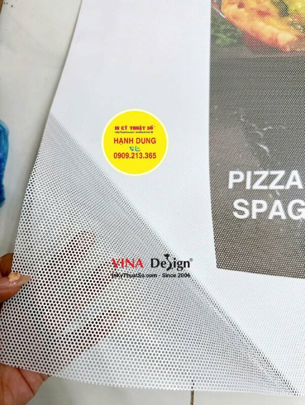 In Decal lưới Poster ẩm thực dán cửa kính nhà hàng Pizza Spaghetti - INKTS2228