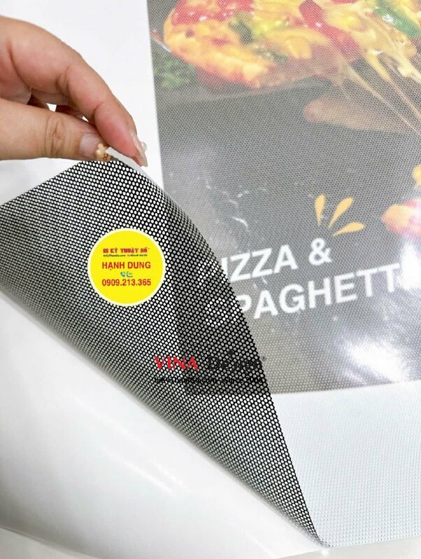 In Decal lưới Poster ẩm thực dán cửa kính nhà hàng Pizza Spaghetti - INKTS2228