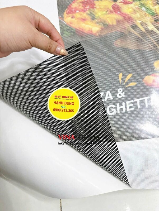 In Decal lưới Poster ẩm thực dán cửa kính nhà hàng Pizza Spaghetti - INKTS2228