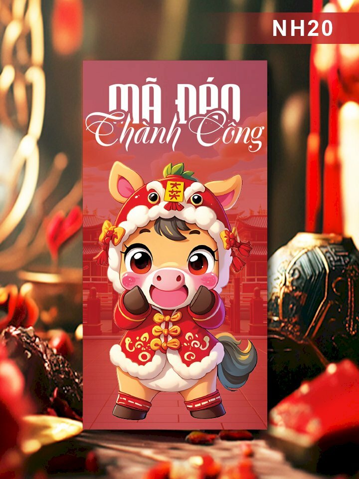 In lì xì giấy C150 gsm thiết kế chủ đề Mã Đáo Thành Công - Mã NH20 - INKTS2658