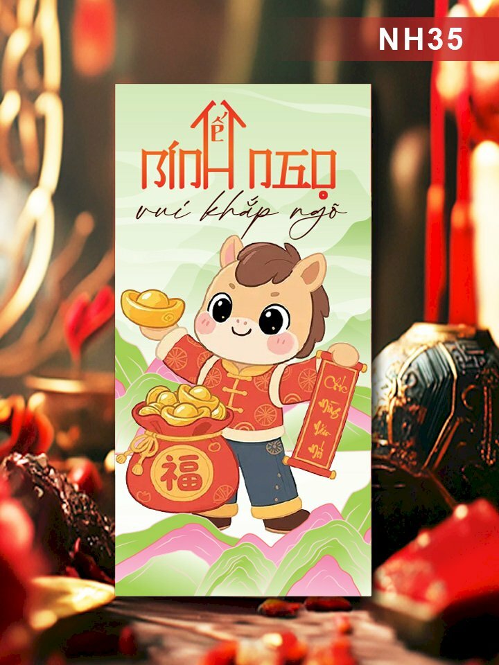 Xưởng in bao lì xì giá rẻ Tết Bính Ngọ Vui Khắp Ngõ - Mã NH35 - INKTS2571