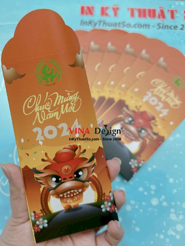 In lì xì Tết phòng khám phụ sản, bao lì xì 8cm x 16cm x nắp 3cm - INKTS1015