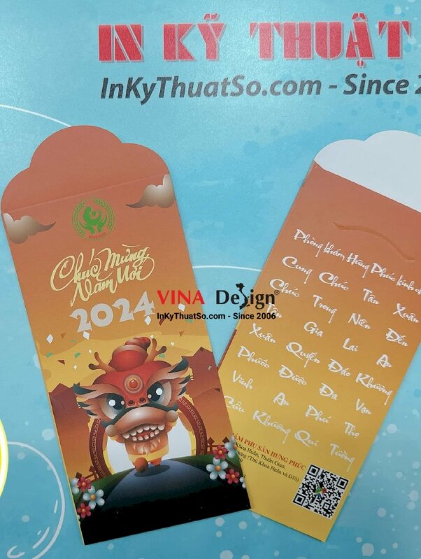 In lì xì Tết phòng khám phụ sản, bao lì xì 8cm x 16cm x nắp 3cm - INKTS1015