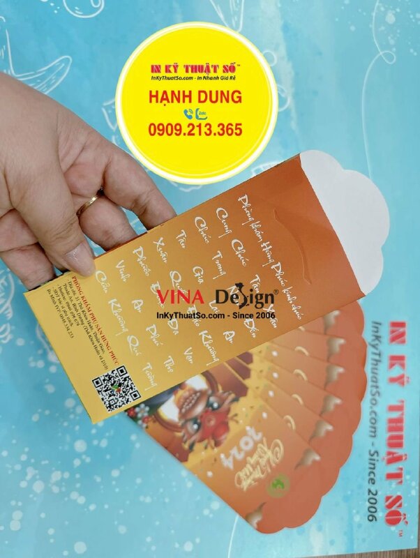 In lì xì Tết phòng khám phụ sản, bao lì xì 8cm x 16cm x nắp 3cm - INKTS1015