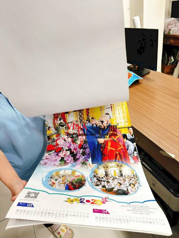 In lịch 7 tờ 40cm x 60cm C200gsm 1 mặt Offset 500 cuốn - INKTS224