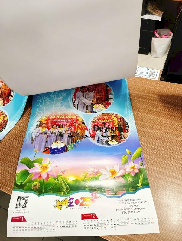 In lịch 7 tờ 40cm x 60cm C200gsm 1 mặt Offset 500 cuốn - INKTS224