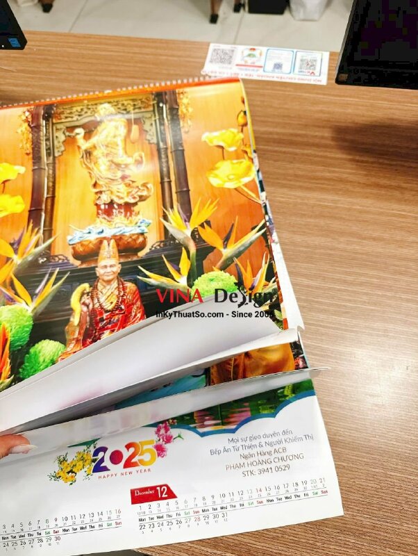 In lịch 7 tờ 40cm x 60cm C200gsm 1 mặt Offset 500 cuốn - INKTS224