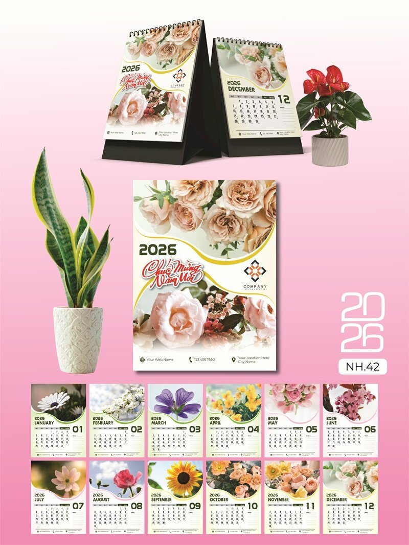 In lịch bàn theo yêu cầu thiết kế chủ đề Tinh Hoa Kết Sắc - Mã NH42 - INKTS2624