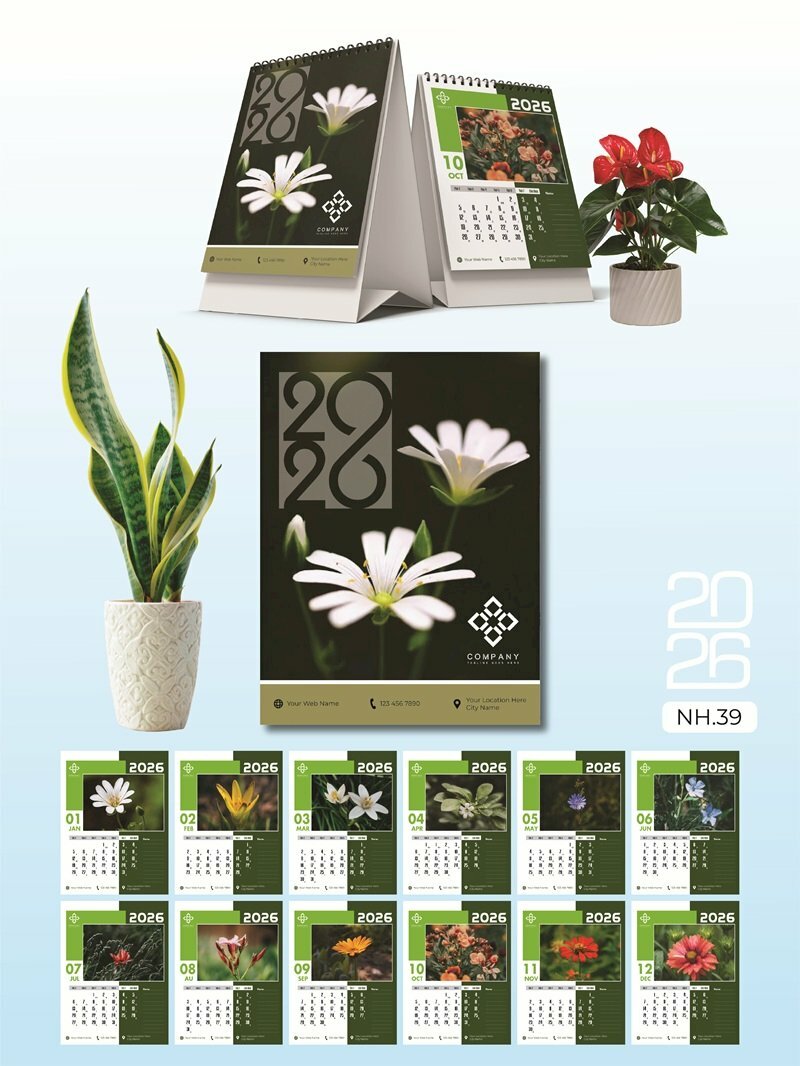 In lịch để bàn cao cấp thiết kế chủ đề Hoa khoe sắc thắm - Mã NH39 - INKTS2621