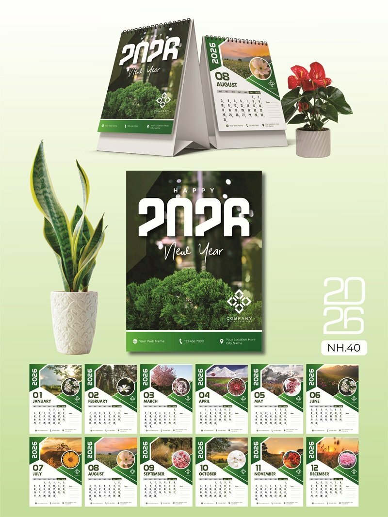 In lịch để bàn có ngày âm thiết kế chủ đề Thiên nhiên - Mã NH40 - INKTS2622