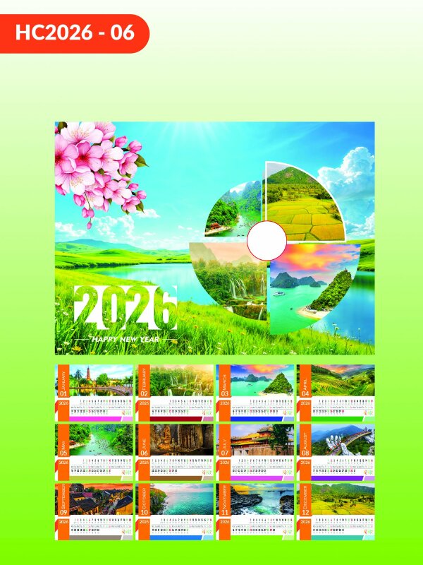 In lịch để bàn giá rẻ thiết kế chủ đề Danh Lam Thắm Cảnh Việt Nam - Mã HC2026-06 - INKTS2279