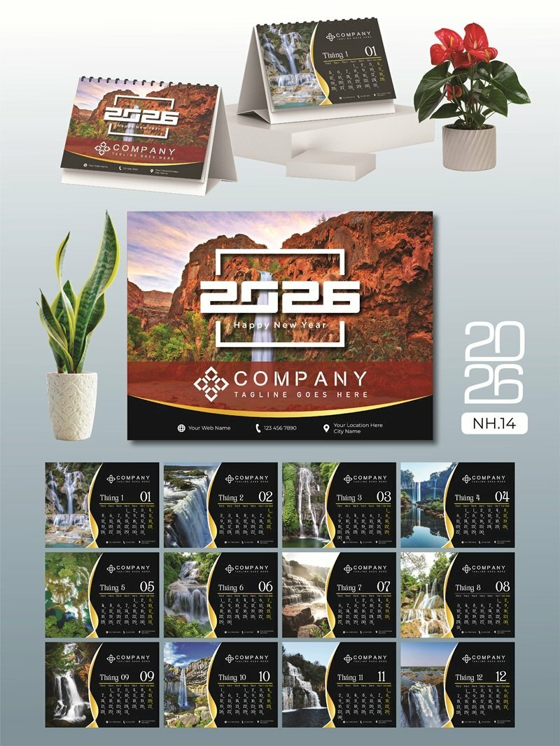 In lịch theo yêu cầu thiết kế chủ đề Thác Nước - Mã NH14 - INKTS2675