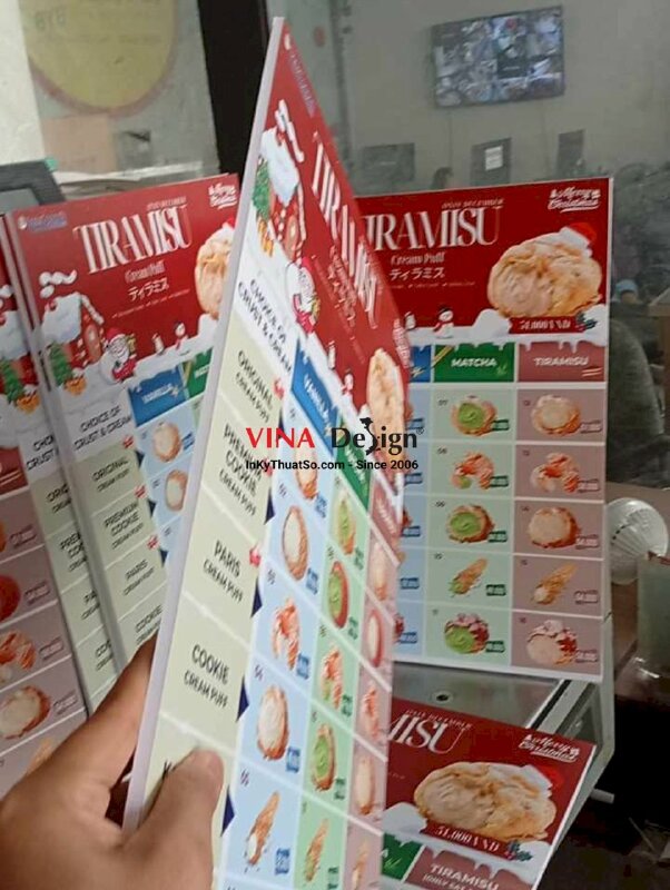 In menu Giáng Sinh cho tiệm bánh, menu Formex khổ A4 cầm tay - INKTS2239
