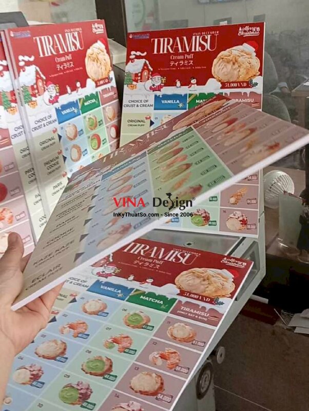 In menu Giáng Sinh cho tiệm bánh, menu Formex khổ A4 cầm tay - INKTS2239